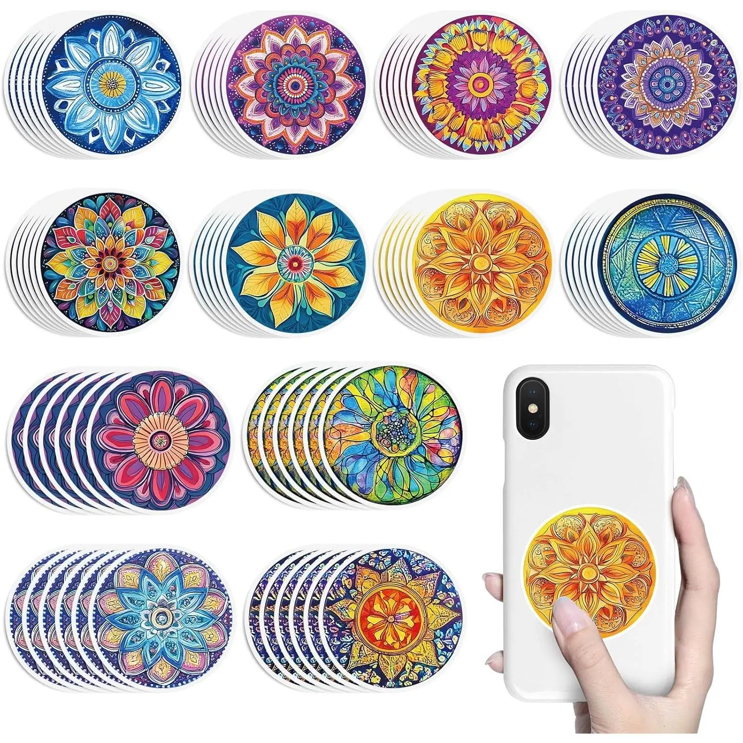 72 count Calm Sticker for  Sensory Stickers Mandala Textured Calming Sensory Strips Tactile Rough Adhesive   Fidget Stickers Items for Adults Teens Office Classroom Desk Decor