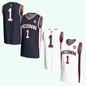 Men's Team Uconn Husky Limited Basketball V-neck Mesh Jersey Shirt