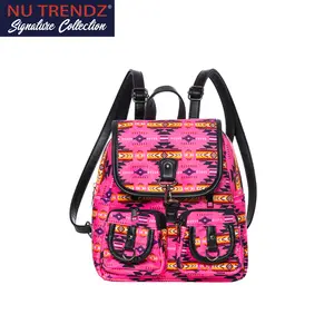 Aztec Small Backpack for Women Casual Mini Daypacks Purse with Adjustable PU Leather Straps High-Quality Cotton Material Boho Style Design Multiple Pockets for Daily Use