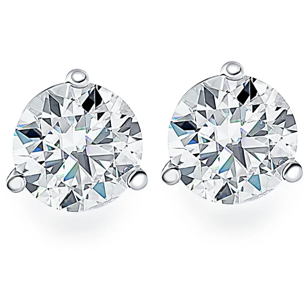 1.00Ct Round Brilliant Cut Natural Quality VS2-SI1 Diamond Stud Earrings in 14K Gold Martini Setting