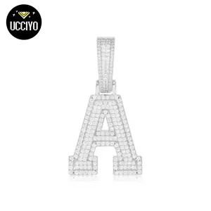 UCCIYO 925 Sterling Silver Synthetic Moissanite A-Z 26 Alphabet Pendant Necklace for Men and Women Hip Hop Exquisite Jewelry Gift summerwins【P351 livestream】
