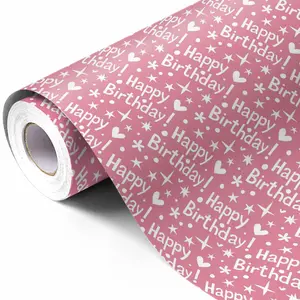 5m/10m Roll Gift Wrap Paper, 17 Inch Wide, Colorful Birthday Wishes Print, Thick Material, Ideal for Gifts, Parties, Retail Use