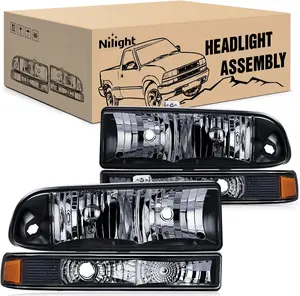Nilight Headlight Assembly for 1998 1999 2000 2001 2002 2003 2004 2005 Chevy Blazer Headlights 1998-2004 Chevrolet S10 Pickup Replacement Headlamp Housing Bumper Lights, Front Light
