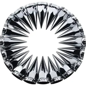 33mm x 4 3/4" Thread On Spike Lug Nuts Covers,ABS Chrome Plastic Screw On Flanged Lug Nut Cover Spikes for Semi Trucks 20pcs