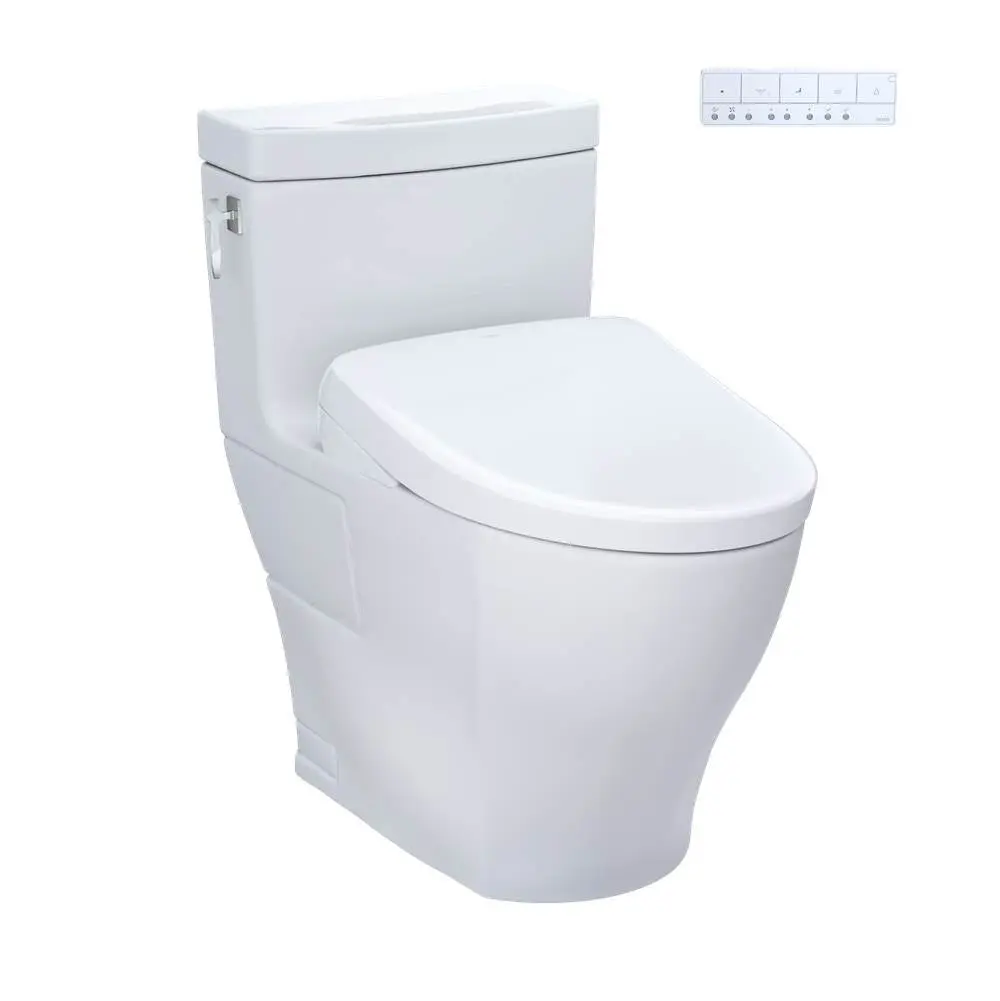 Toto MW6264736CEFGA#01 Washlet Aimes One-Piece Elongated 1.28 GPF Toilet With Auto Flush S7A Contemporary Bidet Seat