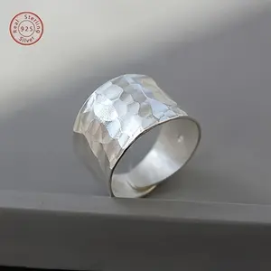 [Silver Hammer Thumb Ring] 925 Silver Hammer Ring, Bohemian Broadband Women's Thumb Ring, Adjustable Open Ring, Elegant And Simple Jewelry Gifts For Halloween And Christmas