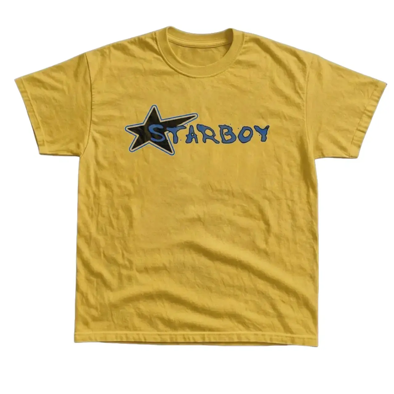 Y2K Starboy Graphic T-Shirt, Yellow Unisex Cotton Tee, Vintage 2000s Streetwear Shirt, Retro Grunge Graphic T-Shirt, Trendy Casual Gift