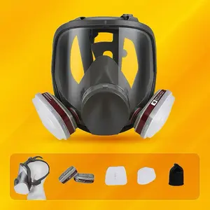 Reusable Full Face Mask with Filter Box, Anti Gas & Dust Resistant Full Face Mask, Anti-fog Full Face Mask for Painting, Chemicals Safety Construction Gear, Safety Goggles