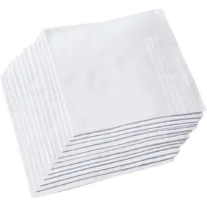 6/12 pure white satin-edged cloth napkins, 16x16 inches Suitable for weddings, festive occasions and all manner of parties