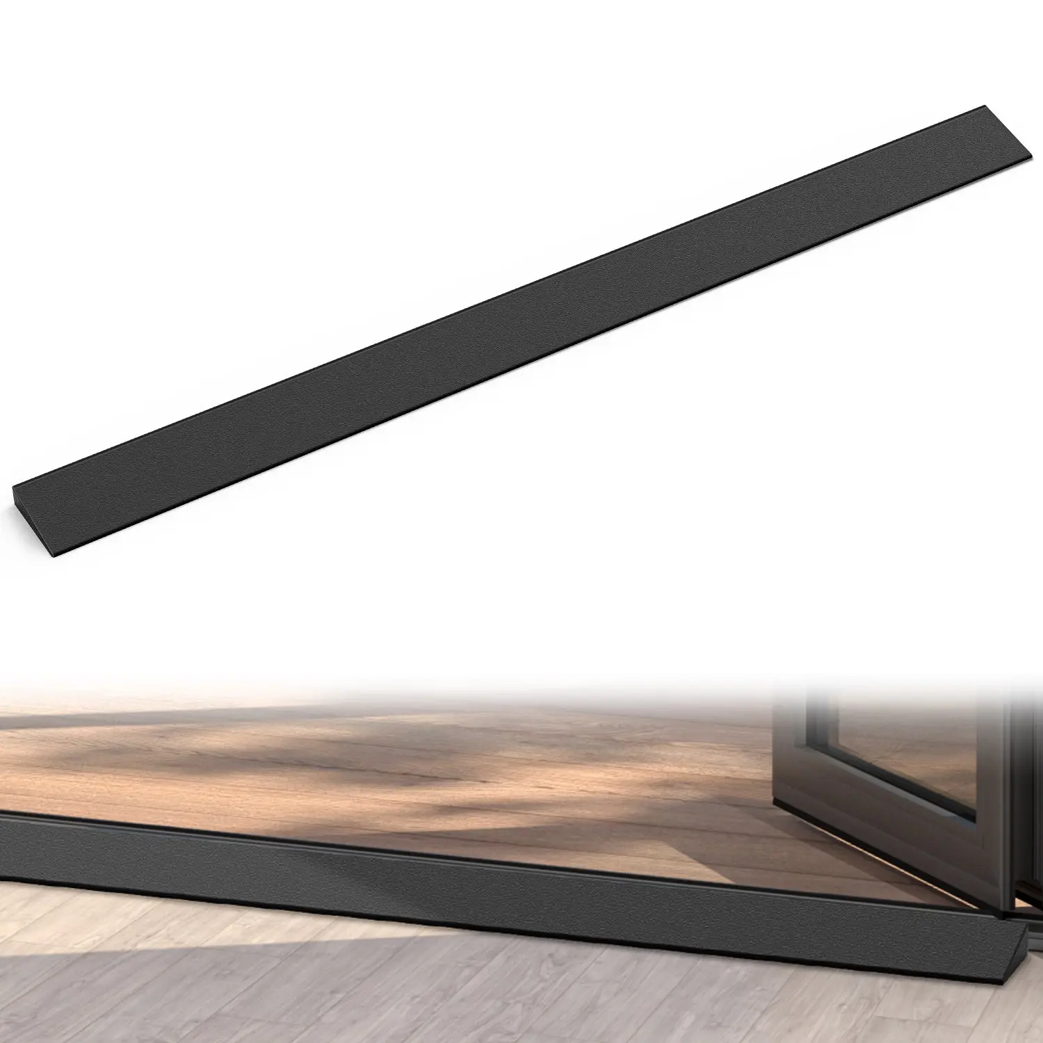 Nilight 0.6In Low Profile Natural Rubber Threshold Ramp - 39.4" Wide Cuttable Adhesive Install Ramp for Wheelchair, Door Thresholds, Home Curb
