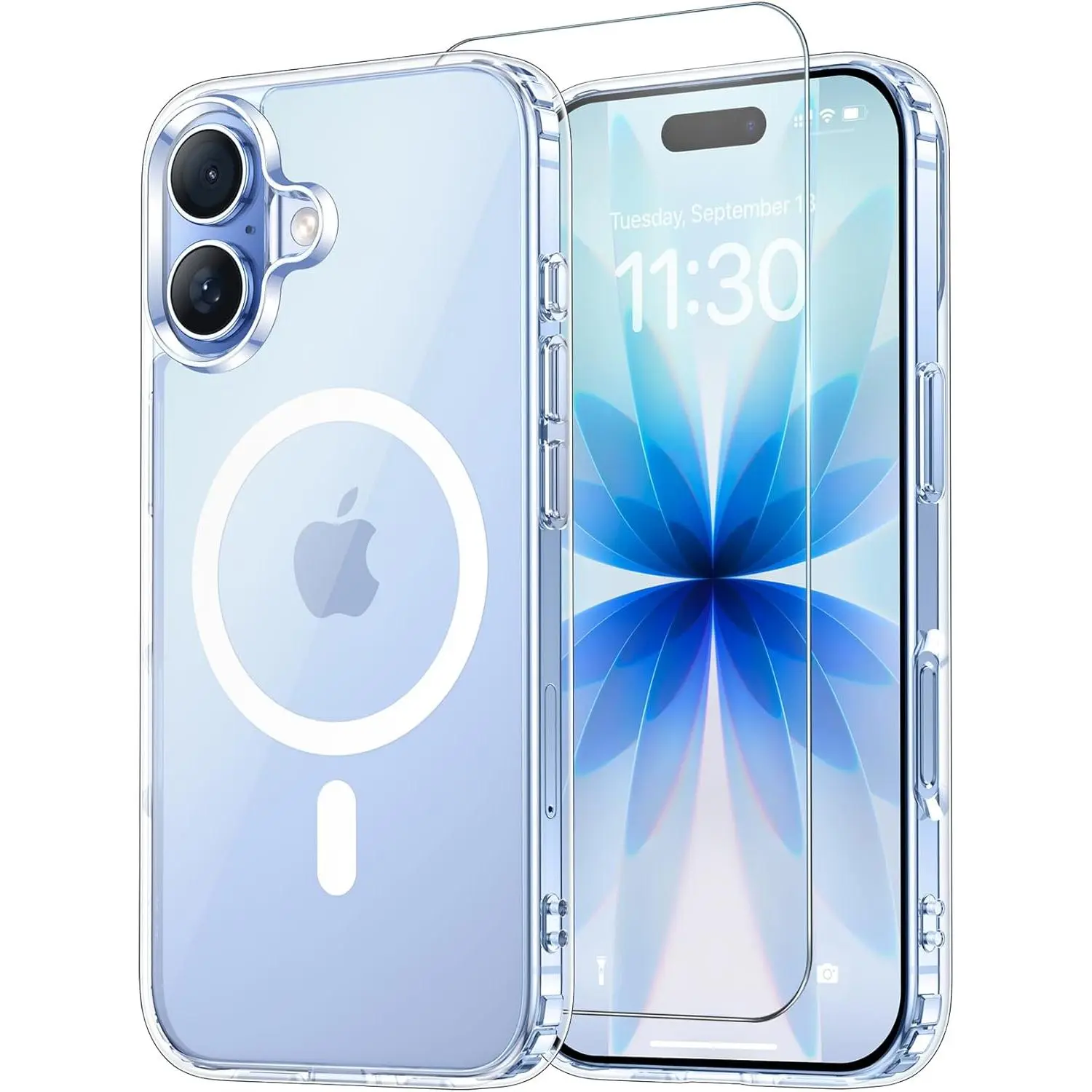 for iPhone 17 Case Clear with Screen Protector, Compatible with Magsafe, Anti-Yellowing, Military-Grade Protection, Shockproof Slim Magnetic Phone Case Cover, Transparent