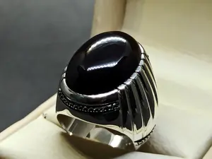 Natural Big Yemeni Blood Red Khabadi Aqeeq Sterling Silver 925 Handmade Carnelian Shifat al Abad Islamic Mens Ring