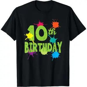 Cotton Short Sleeve Paintball Funny 10 Years Old 10Th Birthday Party Gift Boys T-Shirt For Men Women