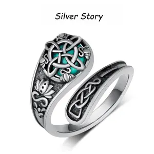 Vintage 925 Sterling Silver Snake Ring with Celtic Knot Design, Adjustable Wrap Band Handcrafted Celtic Snake Ring in Solid 925 Sterling Silver