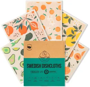 Swedish Dishcloths for Kitchen Dish Towels - 5 Pack, Non-Scratch  Paper Towels, Super Absorbent Washable Swedish Dish Cloths, No Odor, Biodegradable, Fruit Design