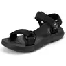SLOW MAN KicksLab Arch Support Male Strapy Sports Sandals - Adjustable Slides, Breathable Casual Outdoor Sandals, Slip-Resistant Durable Soles, 3-Second Easy On-Off, for Hiking, Beach Walking (Black) Breathable Sandals Black Sandal
