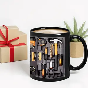 Mechanic Toolbox Design Coffee Mug, 11oz Ceramic Mug with Printed Fixed Design, Non-Removable, Gift for Auto Mechanics