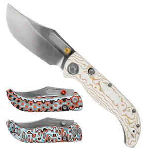 Vosteed Naga EDC Folding Pocket Knife - 3.47" S35VN Satin Blade - Top Liner Lock, Bamboo Micarta Handle - Camping, Hiking Knives - A39