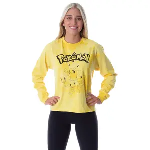 Pokémon Women's Pikachu Starter Group Long Sleeve Tie Dye Adult T-Shirt