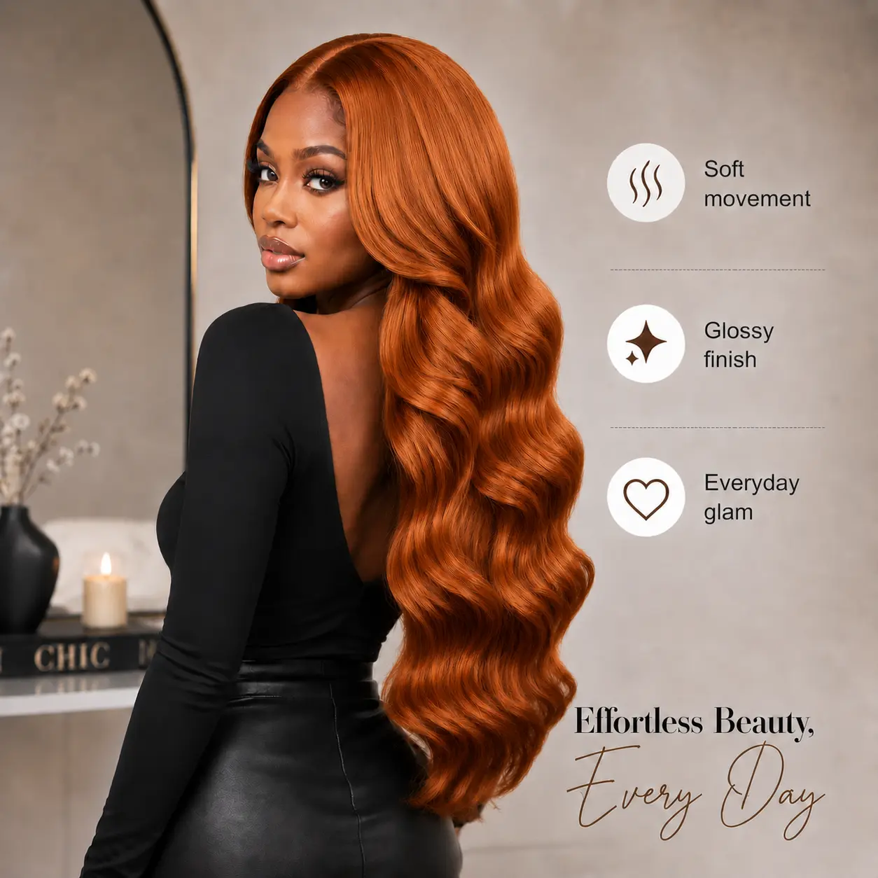 Butterfly Cut Glueless Wear and Go Synthetic Lace Front Wig Long Layered 90s Blowout Body Wave Wig Beginner Friendly Wig