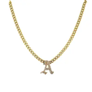 Gold Diamond Initial Necklace Gold Diamond Initial Necklace