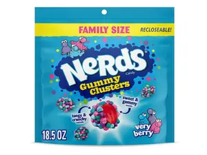 NERDS Gummy Clusters, Candy, Very Berry, Crunchy and Gummy, 18.5 oz