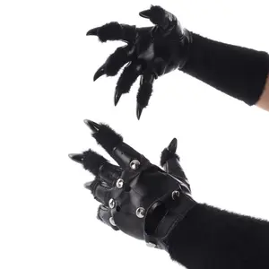Realistic Animal Nails Gloves Warm Fuzzy Punk Studs Great for Roleplay Event