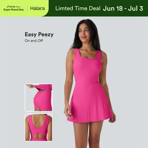 Halara SoftlyZero™ Airy U Neck 2-in-1 Pocket Mini Cool Touch Dance Active Dress-Easy Peezy