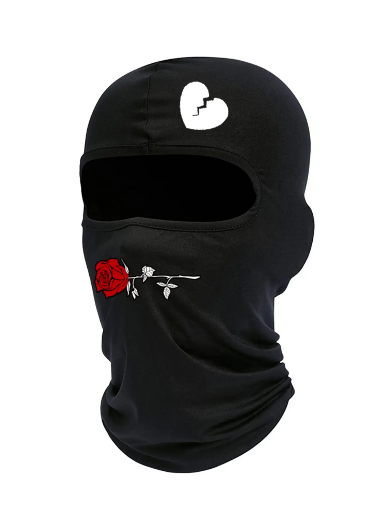 Letter & Flower Print Ski Mask, Unisex Woven Fabric Balaclava for All Seasons, Sporty Style Face Cover for Outdoor Activities, Windproof Face Mask, Outdoor Sports Mask, Balaclava Ski Masks