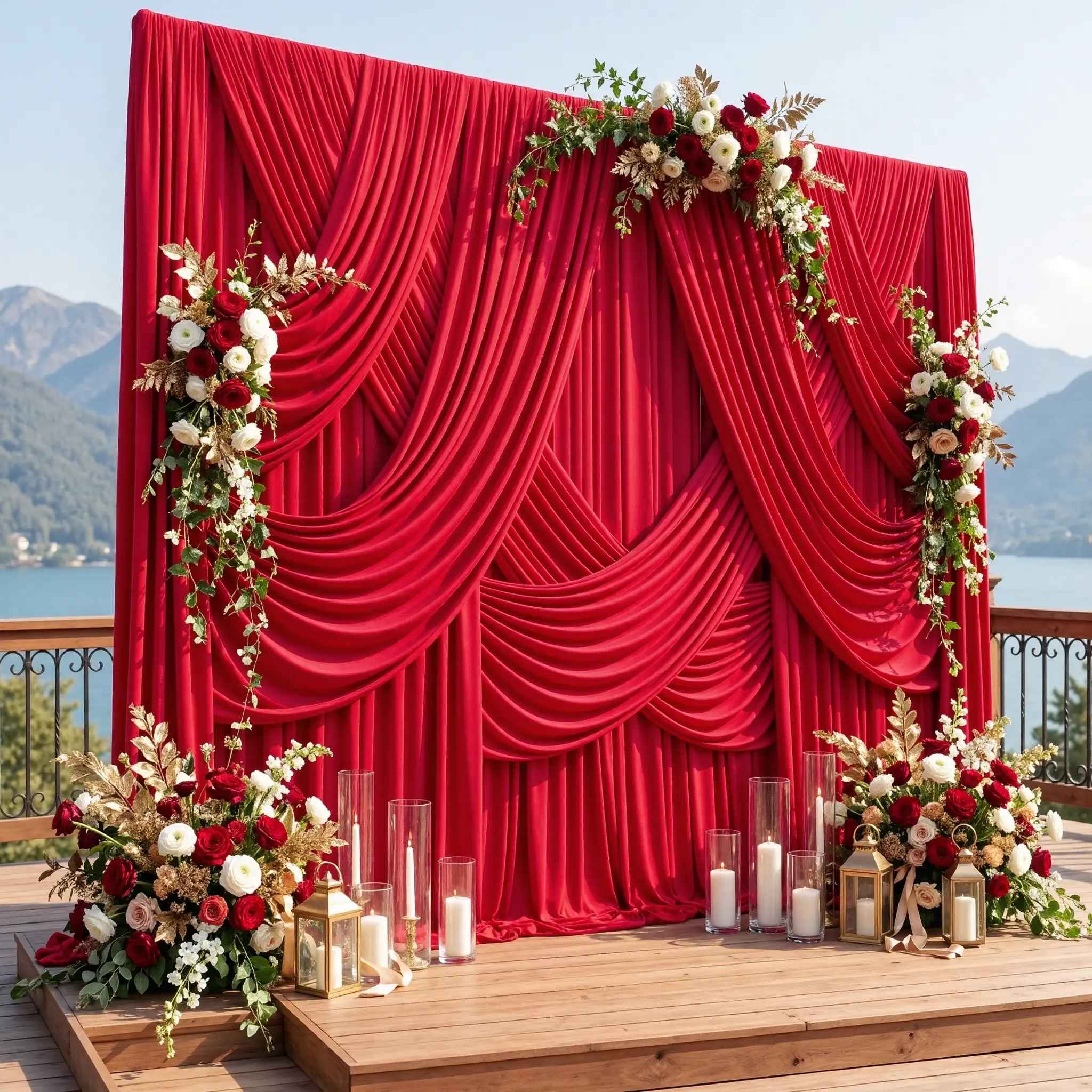 4x10ft Solid Wrinkle-Free Polyester Curtain Backdrop, Festive & Home Supplies - Party Decoration, Wall Hanging, Stage Drapes, Banners
