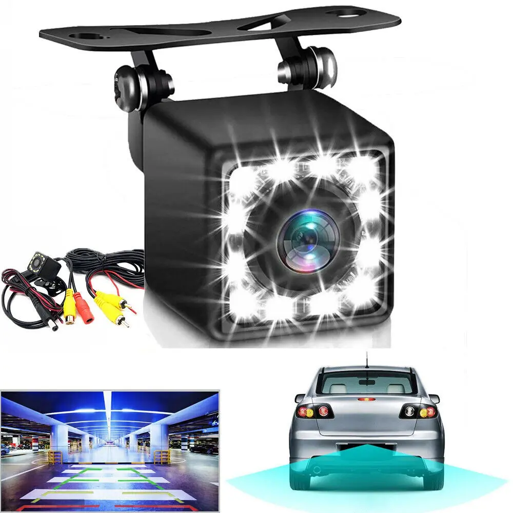Car Backup Camera 12 LED Night Vision Waterproof, High-Quality Car Rear View Mirror, Durable Design for Safe Driving Experience, Led Lights, Reverse Rear Camera, Rearview Camera