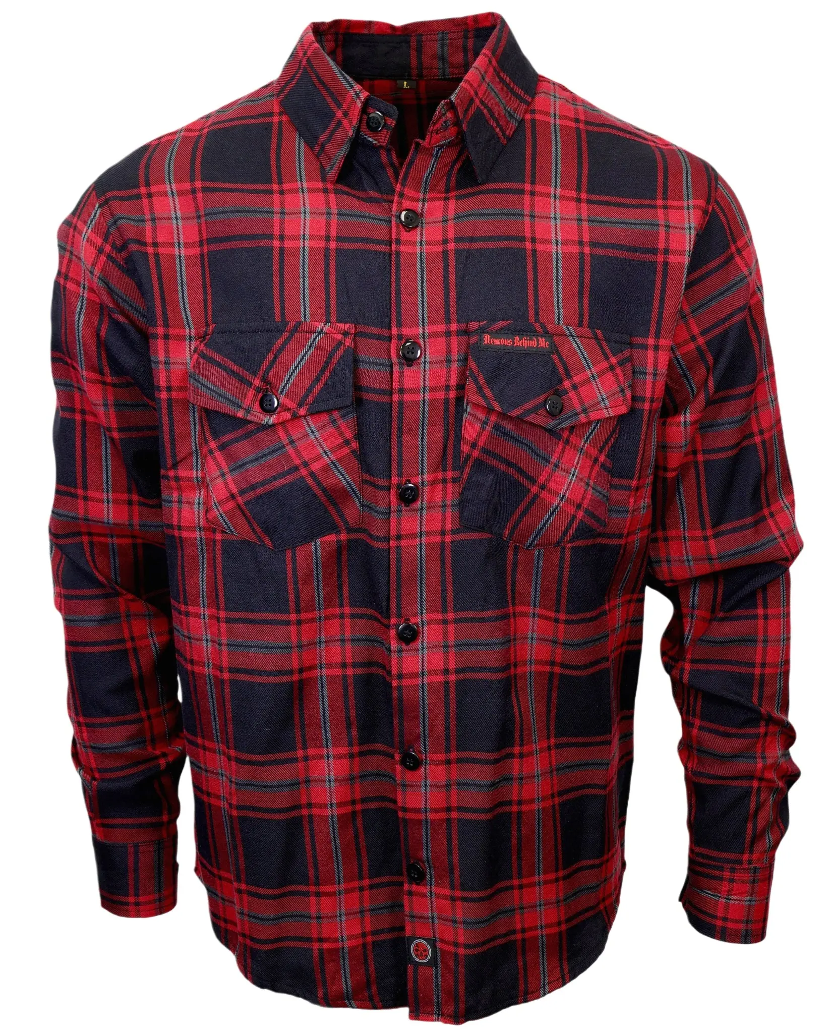 CLOSEOUT - The "Nightmare 2.0" Red & Black Flannel (Hidden Snap Collar)