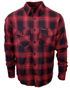 CLOSEOUT - The "Nightmare 2.0" Red & Black Flannel (Hidden Snap Collar)