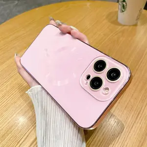 Phone Case 17 Promax Titanium Pink Protection for 17 16 15 14 13 Pro Max Glass Transparent Clear Camera Protectors Durable Casing