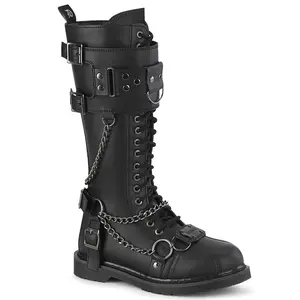 Demonia Men's Bolt-415 Black Vegan Leather Ankle Boots