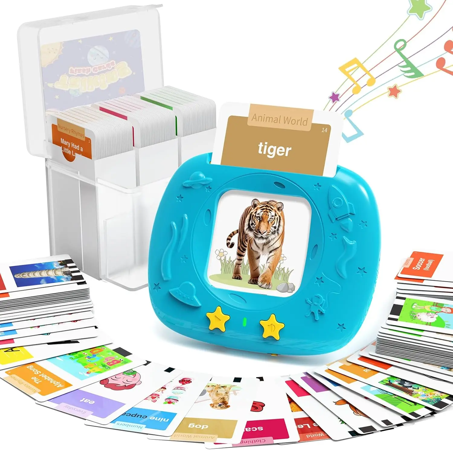 HOMESTEC Toddler Talking Flash Cards, With 216 Double Sided Cards for Speech Therapy Learning for Ages 3 to 6 Featuring 24 Themes Short Sentences Real Sounds and Stories Birthday Gifts for Kids