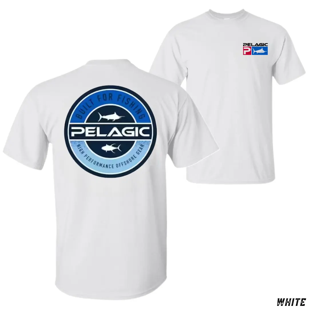 Pelagic Built for Fishing T-Shirt, Offshore Gear Blue Circle Logo Tee, High Performance Angler Shirt for Men & Women, Sport Fishing Gift, Ocean Apparel