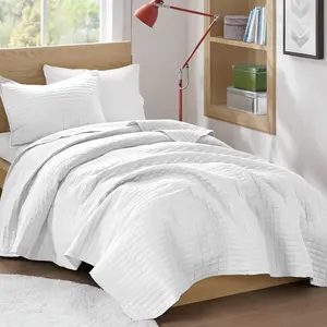 Kienna Quilt-Double Sided Stitching Summer, Lightweight,, Layer, Matching Sham, White, Coverlet Twin/Twin XL(66"x90") 2