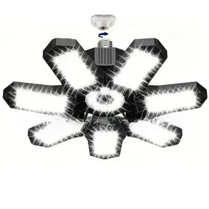 LED Garage Light, Super Bright LEDs, 6500K Garage Light with 7+1 Adjustable Panels, E26/E27 Bulb Socket Lighting for Shop, High Bay, Attic, Basement, Warehouse, Workshop, Adjustable Lighting Options