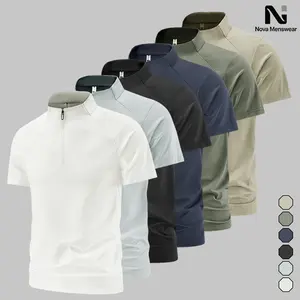 Men's Short Sleeve Quarter-Zip Athletic Shirt - Mock Neck, Slim Fit, Breathable, Lightweight, Soft Fabric, Athleisure, Versatile for Casual, Gym, Warm Weather Wear, Stylish, Multiple Options