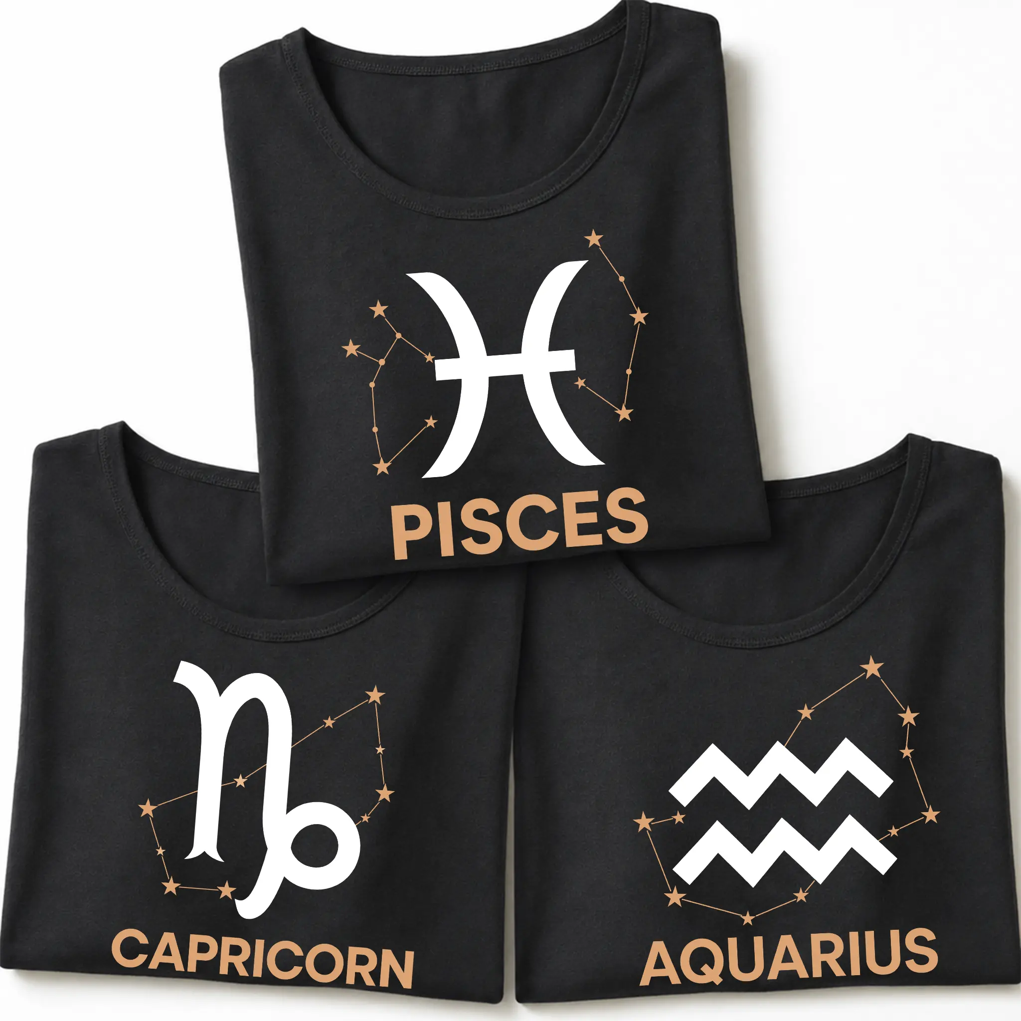Women's Vintage Zodiac Graphic T-shirt - Polyester, Fitted, Short-Sleeve, Round Neck, Constellation Horoscope Art, Casual Streetwear Top, Ideal Birthday Gift