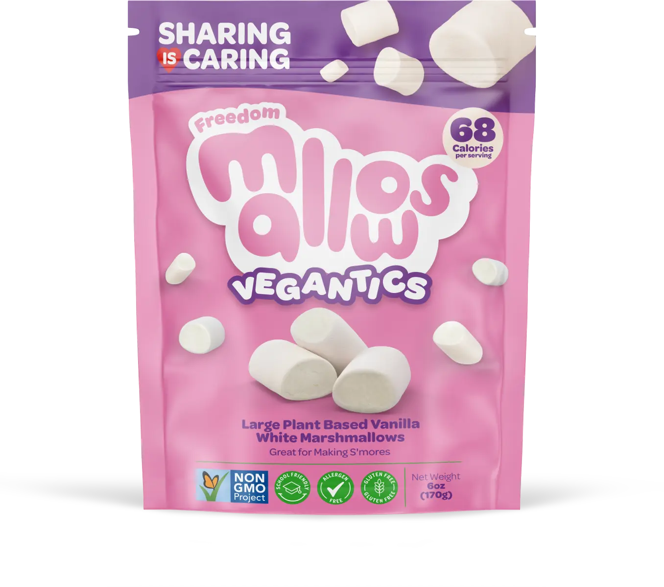 Freedom Mallows Vegantics - Plant based, Top 14 allergy free, Halal certified, Kosher and PKU suitable