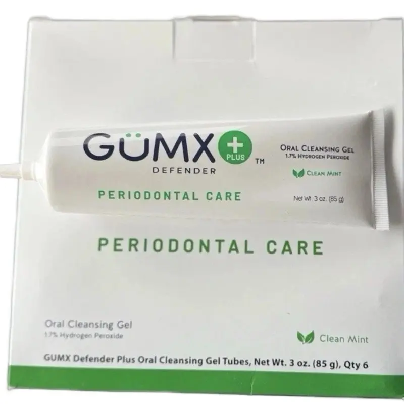 GumX Defender Plus Antimicrobial Oral Gel 1.7% Hydro Perox 3 oz Tube for Periodontal Care - Snack