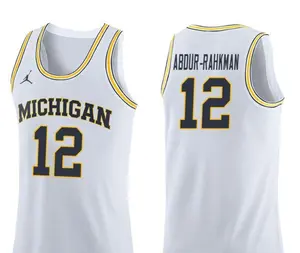 #12 Michigan Wolverines White Muhammad-Ali Abdur-Rahkman Basketball Jersey all over print