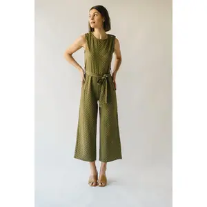 The Belgrade Shoulder Button Jumpsuit in Olive