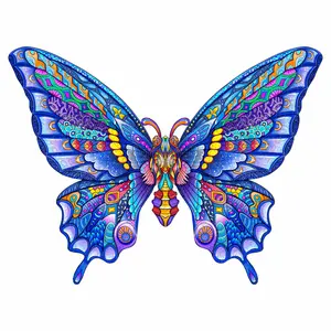 Charming Butterfly Wooden Jigsaw Puzzle for Adults and Kids Unique Shape Animal Wood Puzzles Challenging Puzzle, Family Game Creative Gifts，Laser-Cut Durable HDF Wood Puzzle