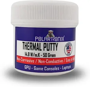 Thermal Putty 14.8 W/m·K – 50 Gram Jar – Made in USA – High-Performance Non-Conductive Gap Filler for Laptop, GPU, PS5, Xbox Series X, VRAM, MOSFETs & Coils – Reusable & Durable