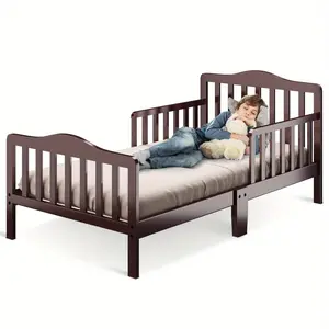 Classic Kids Children Toddler Wood Bed Bedroom Furniture W/ Guardrails