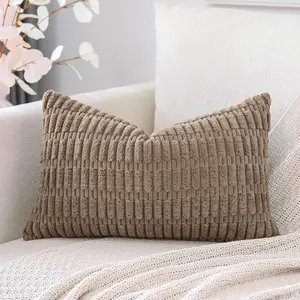Cory Decorative Throw Pillow Covers 16x24 Inch Super Soft Boho Striped Rectangle Pillow Covers Ca Modern Cushion Covers for Sofa Couch Bedroom Car Decor Brown