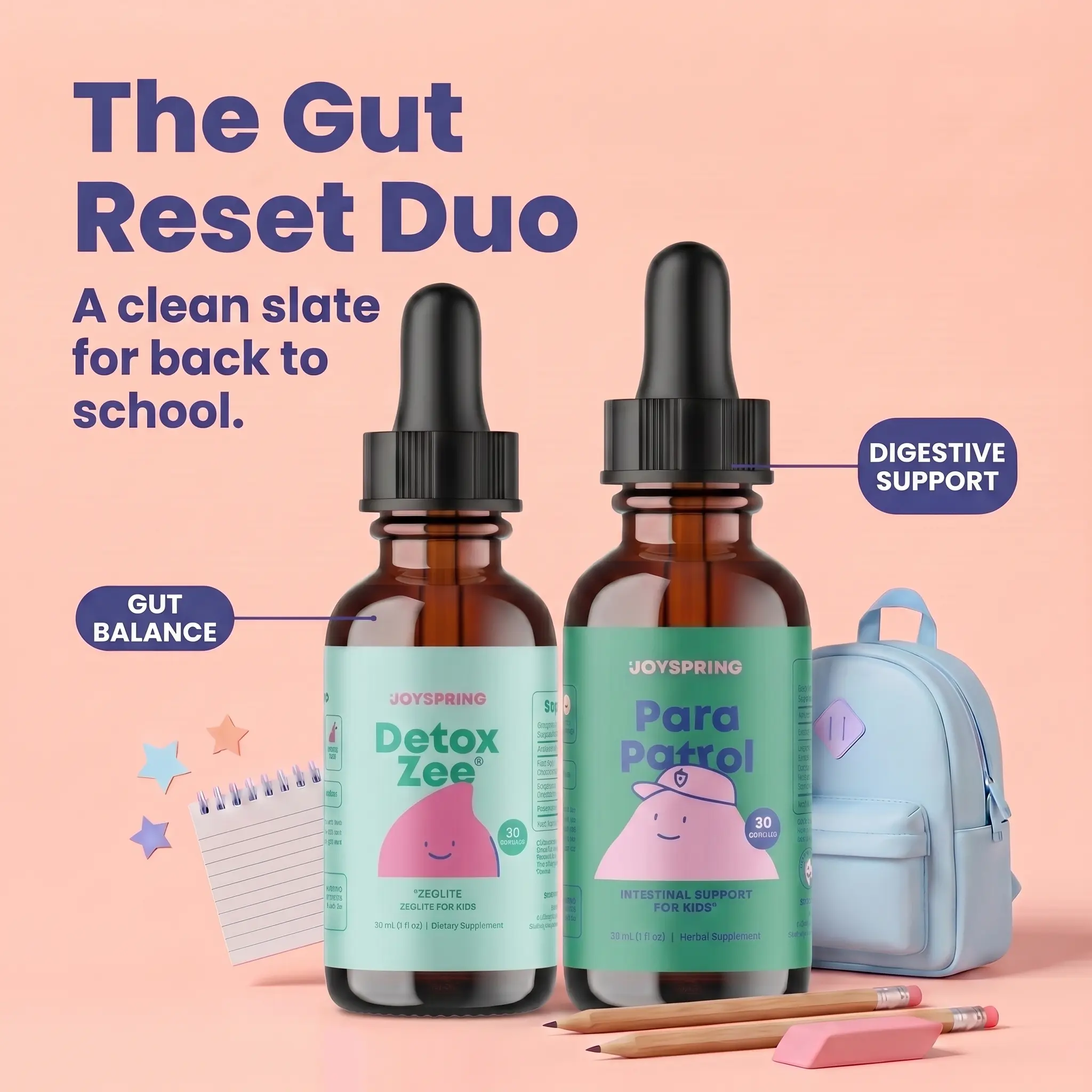JoySpring Gut Balance & Detox Support Bundle | DetoxZee + Para Patrol Liquid Cleanse